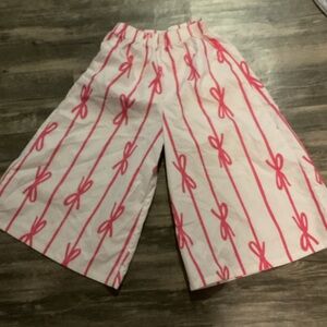 SHEIN Kids Pink Bow Patterned Casual Pants